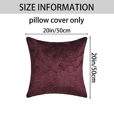 Pack of 2 Velvet Solid Decorative Throw Pillow Covers Scallop Texture Modern Pillowcases for Sofa