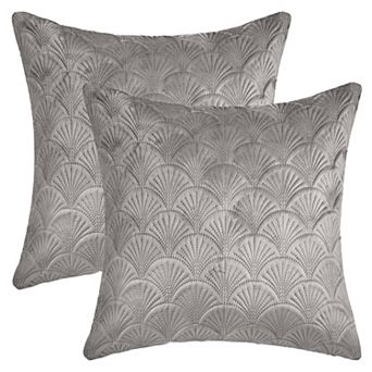 Pack of 2 Velvet Solid Decorative Throw Pillow Covers Scallop Texture Modern Pillowcases for Sofa