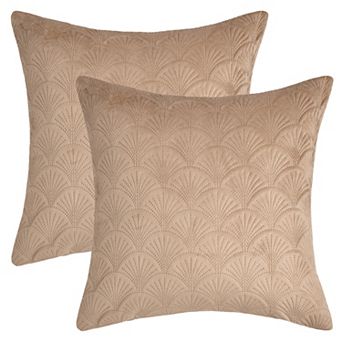 Pack of 2 Velvet Solid Decorative Throw Pillow Covers Scallop Texture Modern Pillowcases for Sofa