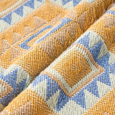 2 Packs Boho Throw Pillow Covers Geometric Pattern Cushion Cases with Fringe Trim 12X20/18X18 Inch