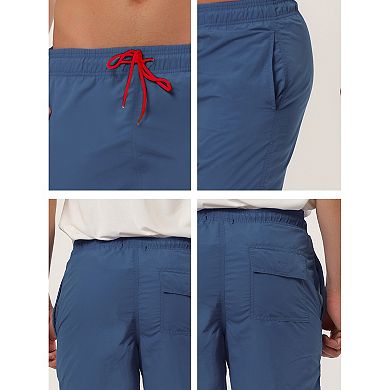 2 Packs Men's Summer Beach Solid Color Mesh Lining Drawstring Waist Swim Shorts