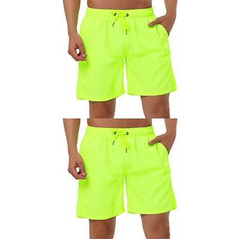 2 Packs Men's Solid Beach Shorts Drawstring Surfing Mesh Lining Swimwear Board Shorts