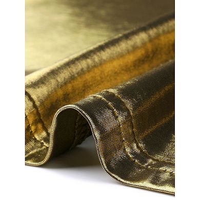 Women's Plus Size Metallic Tops Crew Neck Short Tulip Sleeve Party Blouses Disco Sparkly Tee Tops