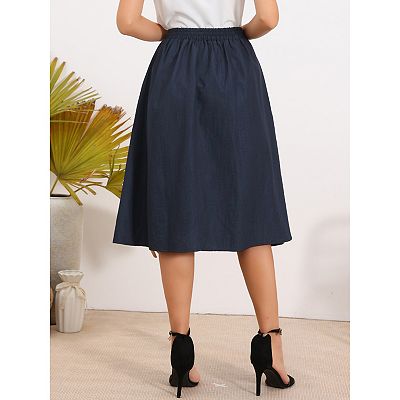 Pleated Skirts for Women High Waisted Vintage A-Line Business Casual Midi  Skirts