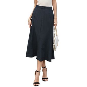 Work Skirt for Women's Dressy Casual High Waist A-Line Midi Skirts