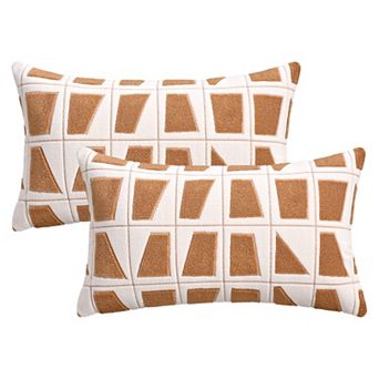 Geometric Pillow Covers Set of 2 Soft Plush Cushion Cases Modern Decorative Throw Pillows for Sofa