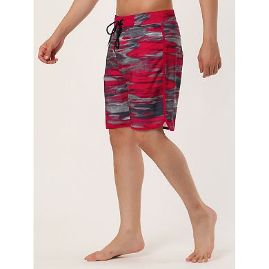 2 Packs Men's Summer Drawstring Waist Contrast Color Printed Swim Shorts