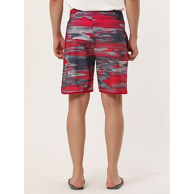 2 Packs Men's Summer Drawstring Waist Contrast Color Printed Swim Shorts
