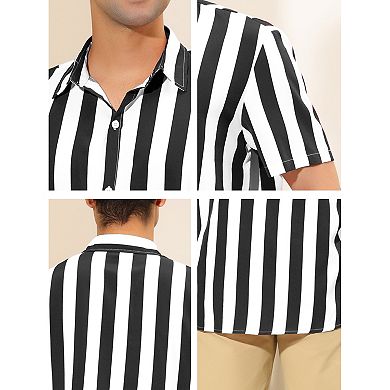 2 Packs Men's Stripe Shirt Short Sleeved Color Block Button Down Beach Shirt