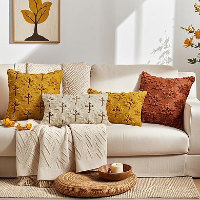 Pack of 1 Maple Leaves Embroidery Throw Pillow Covers Soft Plush Pillow Cases for Home Decoration