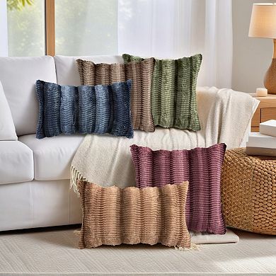 2 Pcs Plush Striped Pillow Case Luxury Series Soft Fluffy Modern Throw Pillow Covers for Living Room