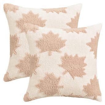 Pack of 2 Maple Leaf Jacquard Decorative Throw Pillow Covers Soft Cushion Cases 12X20/18X18 Inch