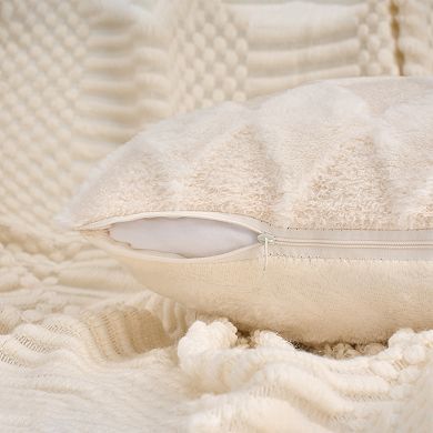 Pack of 2 Geometry Throw Pillow Covers Soft Plush Cushion Case with Diamond Pattern 16X16 Inch