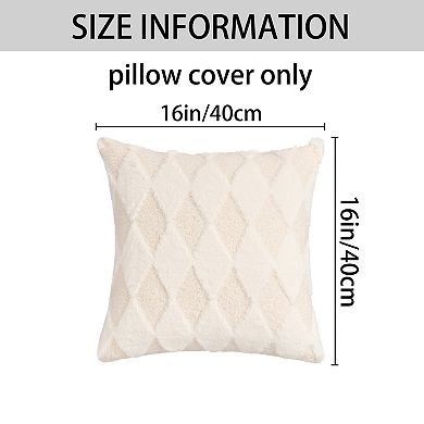 Pack of 2 Geometry Throw Pillow Covers Soft Plush Cushion Case with Diamond Pattern 16X16 Inch