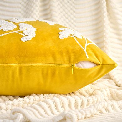 2Pcs Velvet Soft Decorative Throw Pillow Covers Plum Blossom Embroidery Pillowcases 12X20/18X18 Inch