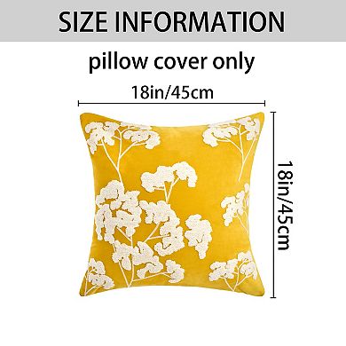 2Pcs Velvet Soft Decorative Throw Pillow Covers Plum Blossom Embroidery Pillowcases 12X20/18X18 Inch