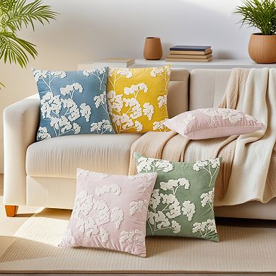 2Pcs Velvet Soft Decorative Throw Pillow Covers Plum Blossom Embroidery Pillowcases 12X20/18X18 Inch