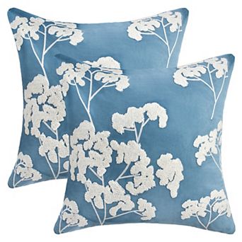 2 pc Velvet Soft Decorative Throw Pillow Covers Plum Blossom Embroidery Pillowcases 12X20/18X18 Inch