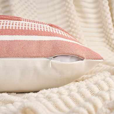 Boho Striped Decorative Throw Pillow Covers Pack of 2 Soft Square Cushion Covers for Sofa 18X18 Inch