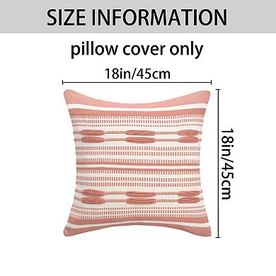 Boho Striped Decorative Throw Pillow Covers Pack of 2 Soft Square Cushion Covers for Sofa 18X18 Inch