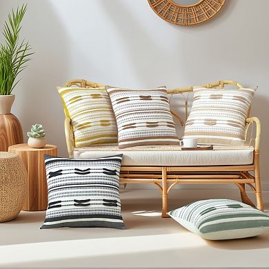 Boho Striped Decorative Throw Pillow Covers Pack of 2 Soft Square Cushion Covers for Sofa 18X18 Inch