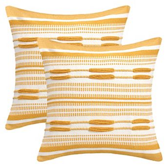 Boho Striped Decorative Throw Pillow Covers Pack of 2 Soft Square Cushion Covers for Sofa 18X18 Inch