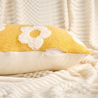 2 Packs Flower Jacquard Decorative Throw Pillow Covers Floral Pattern Cushion Cases 12X20/18X18 Inch