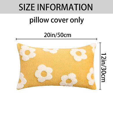 2 Packs Flower Jacquard Decorative Throw Pillow Covers Floral Pattern Cushion Cases 12X20/18X18 Inch