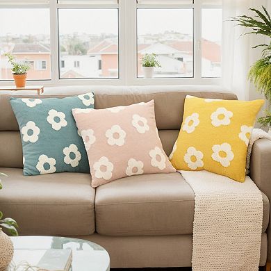 2 Packs Flower Jacquard Decorative Throw Pillow Covers Floral Pattern Cushion Cases 12X20/18X18 Inch