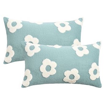 2 Packs Flower Jacquard Decorative Throw Pillow Covers Floral Pattern Cushion Cases 12X20/18X18 Inch