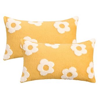 2 Packs Flower Jacquard Decorative Throw Pillow Covers Floral Pattern Cushion Cases 12X20/18X18 Inch