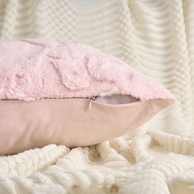 Pack of 2 Leaf Jacquard Plush Pillow Covers Soft Cushion Cases Pillowcases for Sofa Living Room