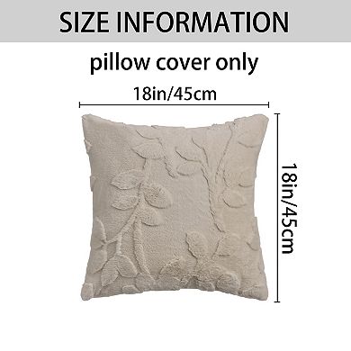 Pack of 2 Leaf Jacquard Plush Pillow Covers Soft Cushion Cases Pillowcases for Sofa Living Room