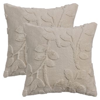 Pack of 2 Leaf Jacquard Plush Pillow Covers Soft Cushion Cases Pillowcases for Sofa Living Room