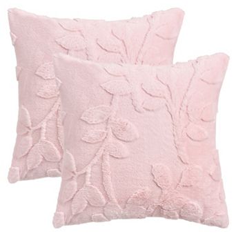 Pack of 2 Leaf Jacquard Plush Pillow Covers Soft Cushion Cases Pillowcases for Sofa Living Room
