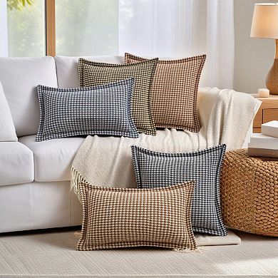 Set of 2 Throw Pillow Covers Houndstooth Decorative Cushion Cover Soft Cozy Pillow Cases for Sofa