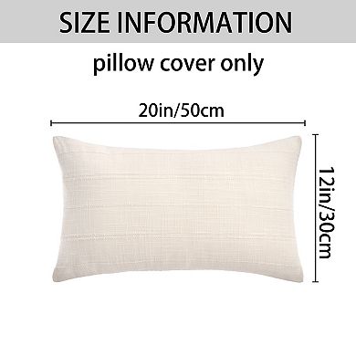 2Pcs Linen Soft Solid Decorative Throw Pillow Covers Minimalist Neutral Pillowcases 12X20/18X18 Inch