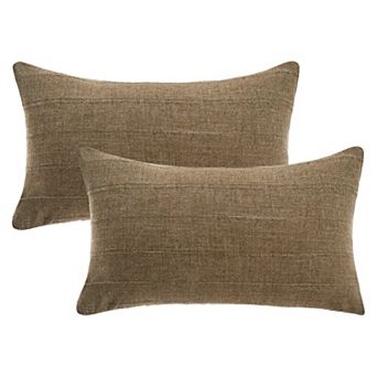 2 pc Linen Soft Solid Decorative Throw Pillow Covers Minimalist Neutral Pillowcases 12X20/18X18 Inch