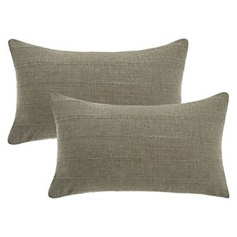 2 pc Linen Soft Solid Decorative Throw Pillow Covers Minimalist Neutral Pillowcases 12X20/18X18 Inch