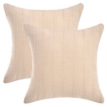 2 pc Linen Soft Solid Decorative Throw Pillow Covers Minimalist Neutral Pillowcases 12X20/18X18 Inch