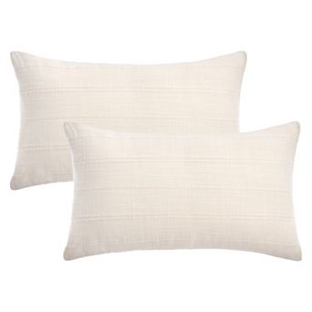 2 pc Linen Soft Solid Decorative Throw Pillow Covers Minimalist Neutral Pillowcases 12X20/18X18 Inch
