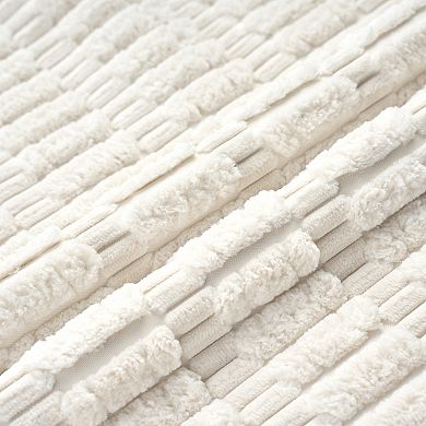 Corduroy Solid Throw Pillow Covers Set of 2 Plaid Texture Decorative Cushion with Pom-pom Edges Case