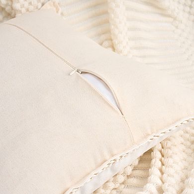 Pack of 2 Decorative Throw Pillow Covers Soft Solid Cushion Cases with Trim 12X20/18X18 Inch