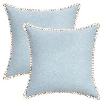 Pack of 2 Decorative Throw Pillow Covers Soft Solid Cushion Cases with Trim 12X20/18X18 Inch