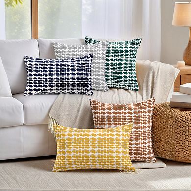 Pack of 2 Decorative Throw Pillow Covers Weaving Style Soft Cushion Case for Couch 12X20/18X18 Inch