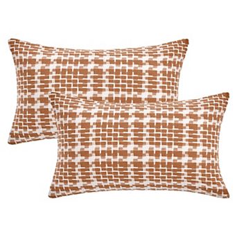 Pack of 2 Decorative Throw Pillow Covers Weaving Style Soft Cushion Case for Couch 12X20/18X18 Inch