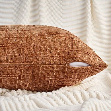 Pack of 2 Solid Decorative Throw Pillow Covers Cross-Weave Texture Cushion Case 18X18 Inch