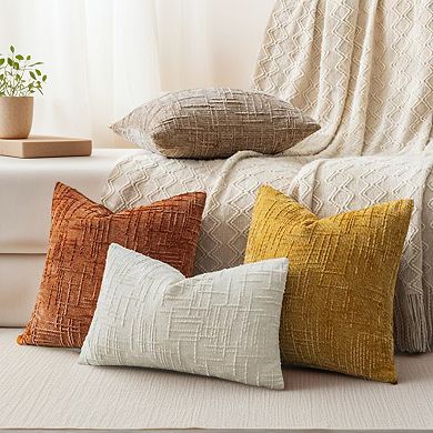 Pack of 2 Solid Decorative Throw Pillow Covers Cross-Weave Texture Cushion Case 18X18 Inch