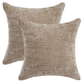 Pack of 2 Solid Decorative Throw Pillow Covers Cross-Weave Texture Cushion Case 18X18 Inch