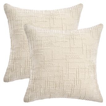 Pack of 2 Solid Decorative Throw Pillow Covers Cross-Weave Texture Cushion Case 18X18 Inch